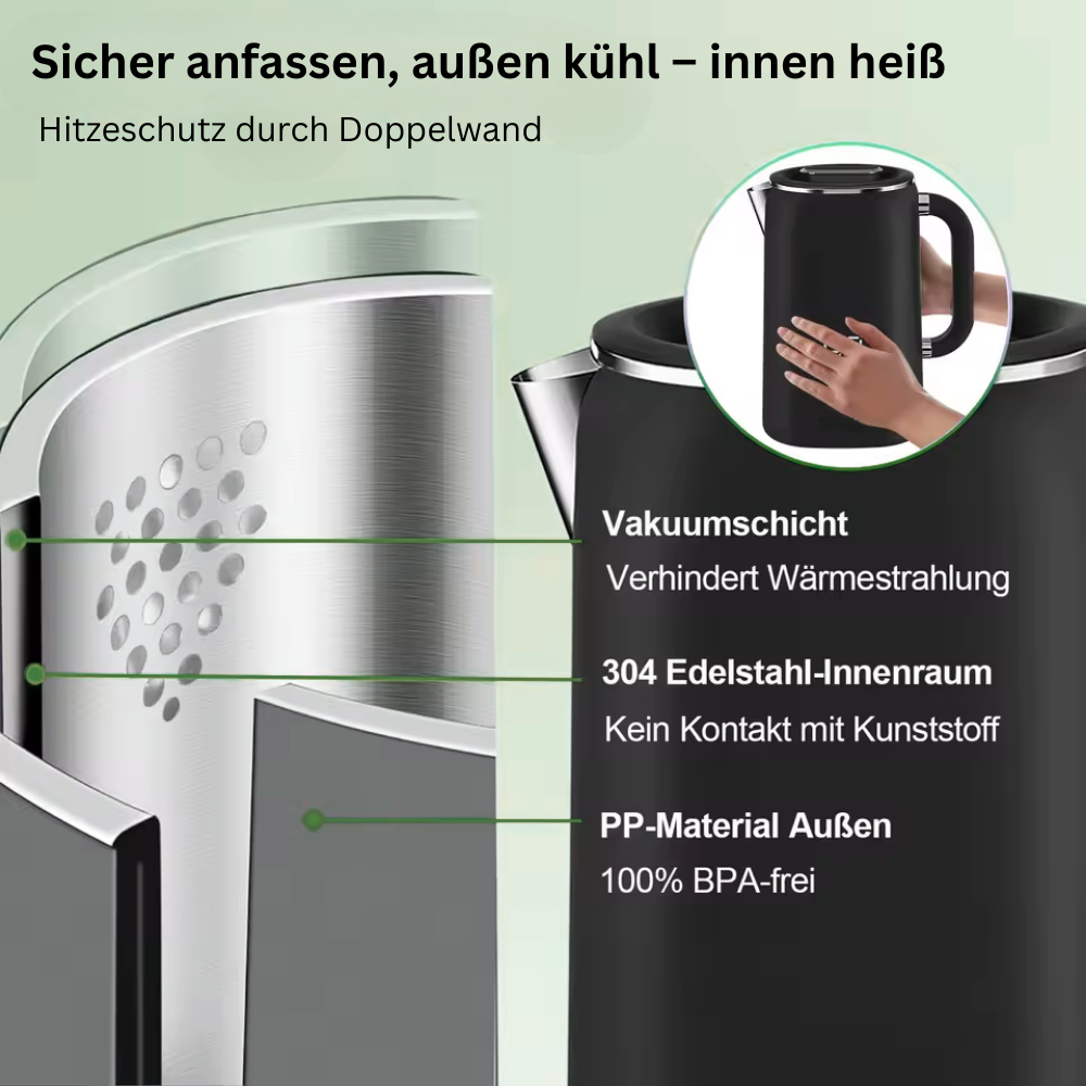Heimwert Comfort Control Wasserkocher – Präzise Temperaturregelung, schnelles Erhitzen und elegantes Design für perfekt temperierte Getränke