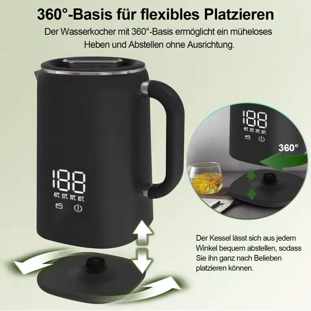 Heimwert Comfort Control Wasserkocher – Präzise Temperaturregelung, schnelles Erhitzen und elegantes Design für perfekt temperierte Getränke